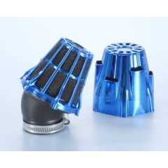 Filtro de potencia (air box) Polini, cromado, azul, curvado 30', Ø32 para carburador PHBG (203.0113)
